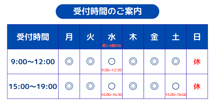 受付時間のご案内